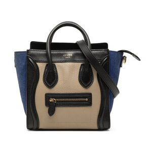 Pre-Loved Celine Nano Tricolor Calfskin and Suede Luggage Tote